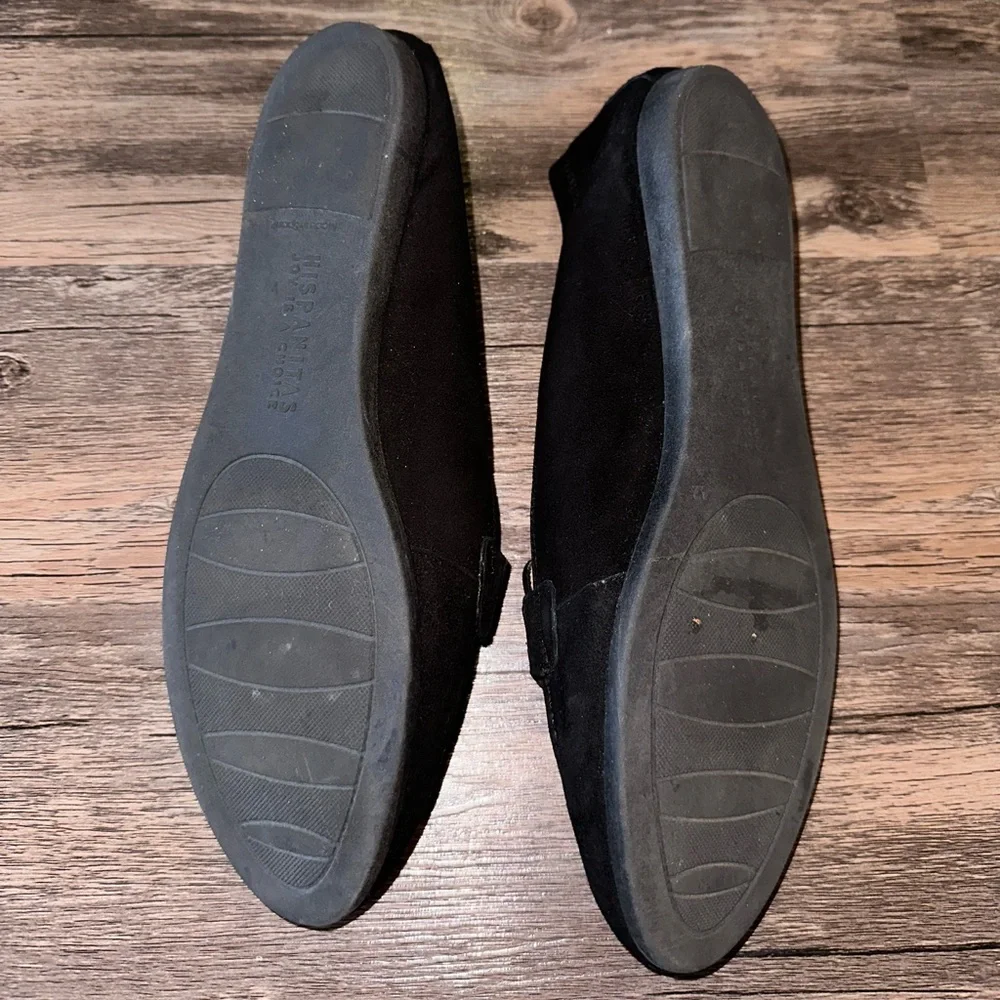 Hispanitas Black Suede Loafers with Silver Rhinestones size 8 1/2